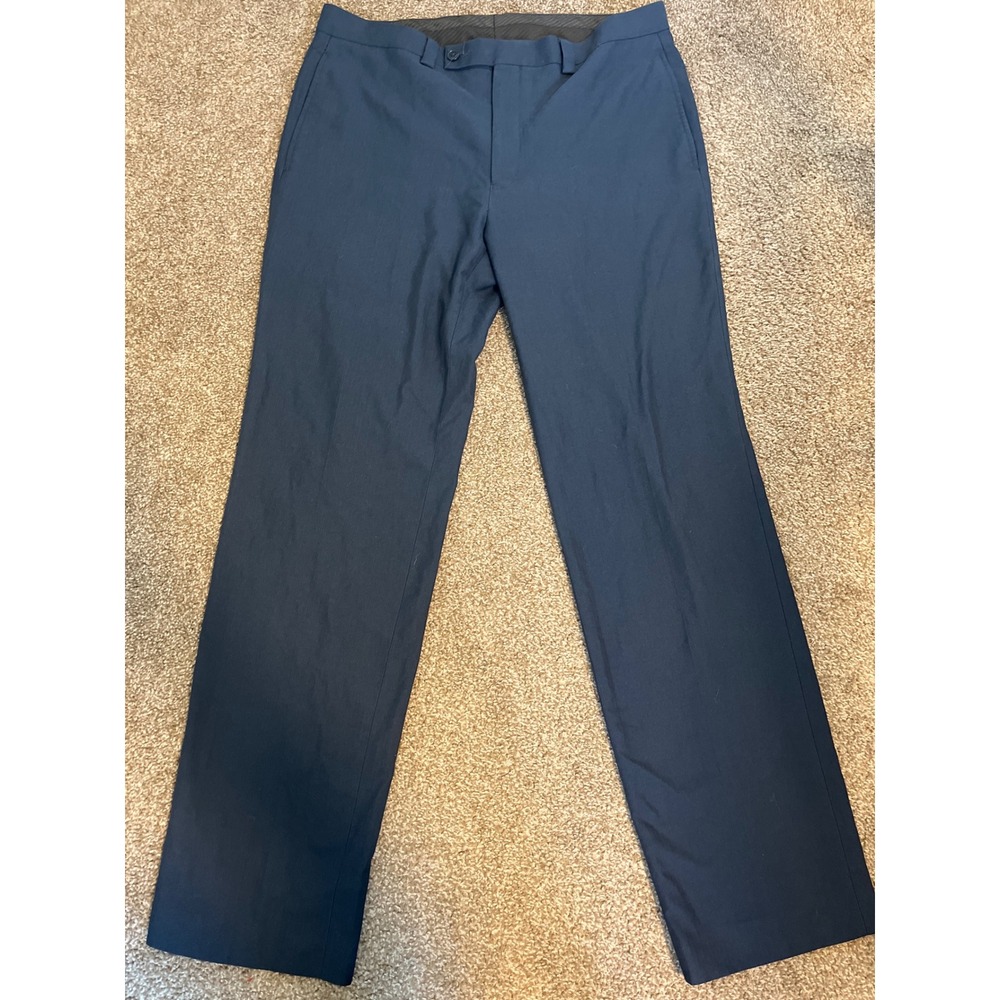 Calvin Klein Mens Dress Pants Navy Blue Flat Front Classic Fit Size 34
